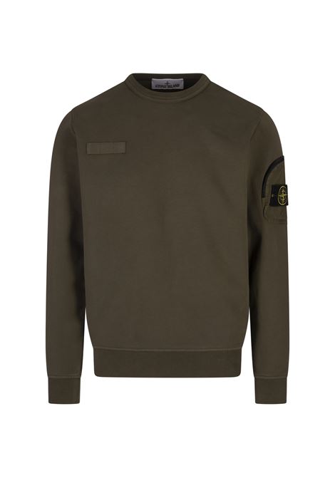 Felpa Verde Militare Con Applicazione STONE ISLAND | K1S156100003-S0123V0054